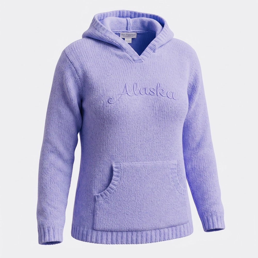 San Francisco Fleecewear Co Alaska Knit Hoodie Lavender Purple Large